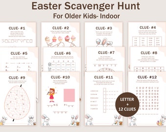Ostern Schnitzeljagd für Jugendliche Ostern Jagd Hinweise ältere Kinder Puzzle Pre-teen Osterei Schatzsuche Indoor Korb Häschen DRUCKBAR Sofort