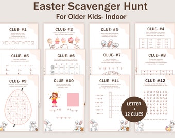 Easter Scavenger Hunt for Teens Easter Hunt Clues Older Kids Puzzle Pre-teen Easter Egg Treasure Hunt Indoor Basket Bunny PRINTABLE Instant