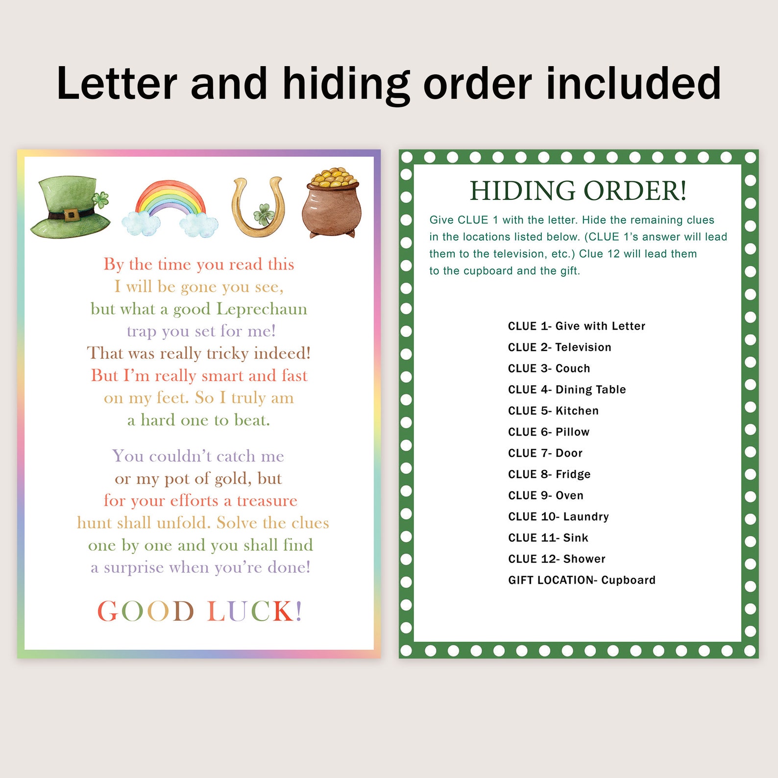 St Patricks Day Scavenger Hunt for Older Kids Leprechaun Indoor ...