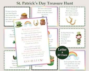 St. Patrick's Day speurtocht Saint Patrick Day Treasure Hunt Kabouter indoor activiteit voor kinderen cadeaujacht goud AFDRUKBAAR direct digitaal