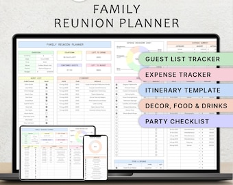 Family Reunion Planner Spreadsheet Family Get Together Planning Budget Tracker Guest List Template Itinerary Food Decor Google Sheets