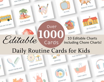 Daily Routine Cards Visual Schedule Toddler Routine Chart for Kids Chore Chart Daily Rhythm Checklist Montessori Preschool Activity EDITABLE
