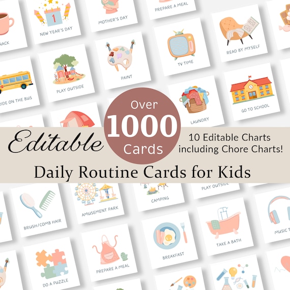Daily Routine Cards Visual Schedule Toddler Routine Chart for Kids Chore Chart Daily Rhythm Checklist Montessori Preschool Activity EDITABLE