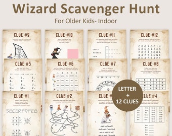 Wizard Scavenger Hunt for Older Kids Witches Birthday Treasure Hunt Indoor Teens Magical Hunt Clues Escape Room Magic Hunt Puzzle PRINTABLE