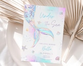Under The Sea Birthday Invitation Mermaid Invitation Mermaid Birthday Invitation Ocean Party Invite Girl Theme EDITABLE Instant Digital M02