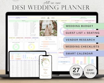 Indian Wedding Planner Desi Wedding Budget Hindu Sikh Punjabi Muslim Wedding Itinerary Guest List Checklist Vendor Venue Decor Google Sheet