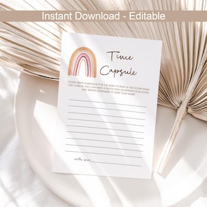 Gioco per baby shower Time Capsule Scheda Time Capsule Giochi per babyshower Cartello Time Capsule Arcobaleno Boho Ragazzo Ragazza MODIFICABILE Stampabile digitale istantanea