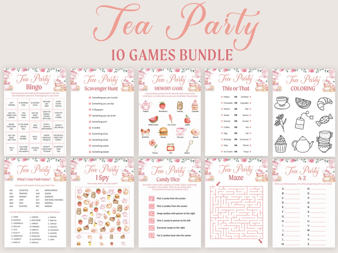 Tea Party Games for Girls Tea Party Birthday Games Kids Tea - Etsy
