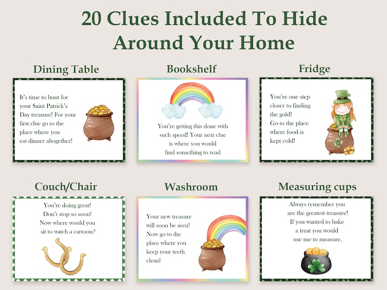 St.patrick's Day Scavenger Hunt Saint Patrick Day Treasure - Etsy