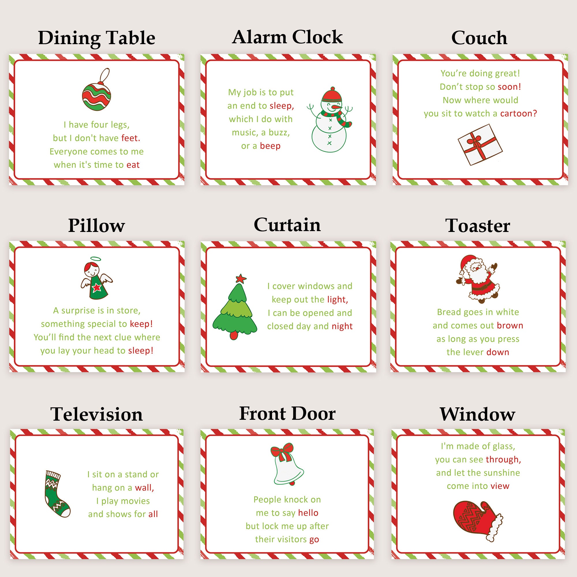 Christmas Scavenger Hunt for Kids Holiday Indoor Hunt Clues Treasure ...