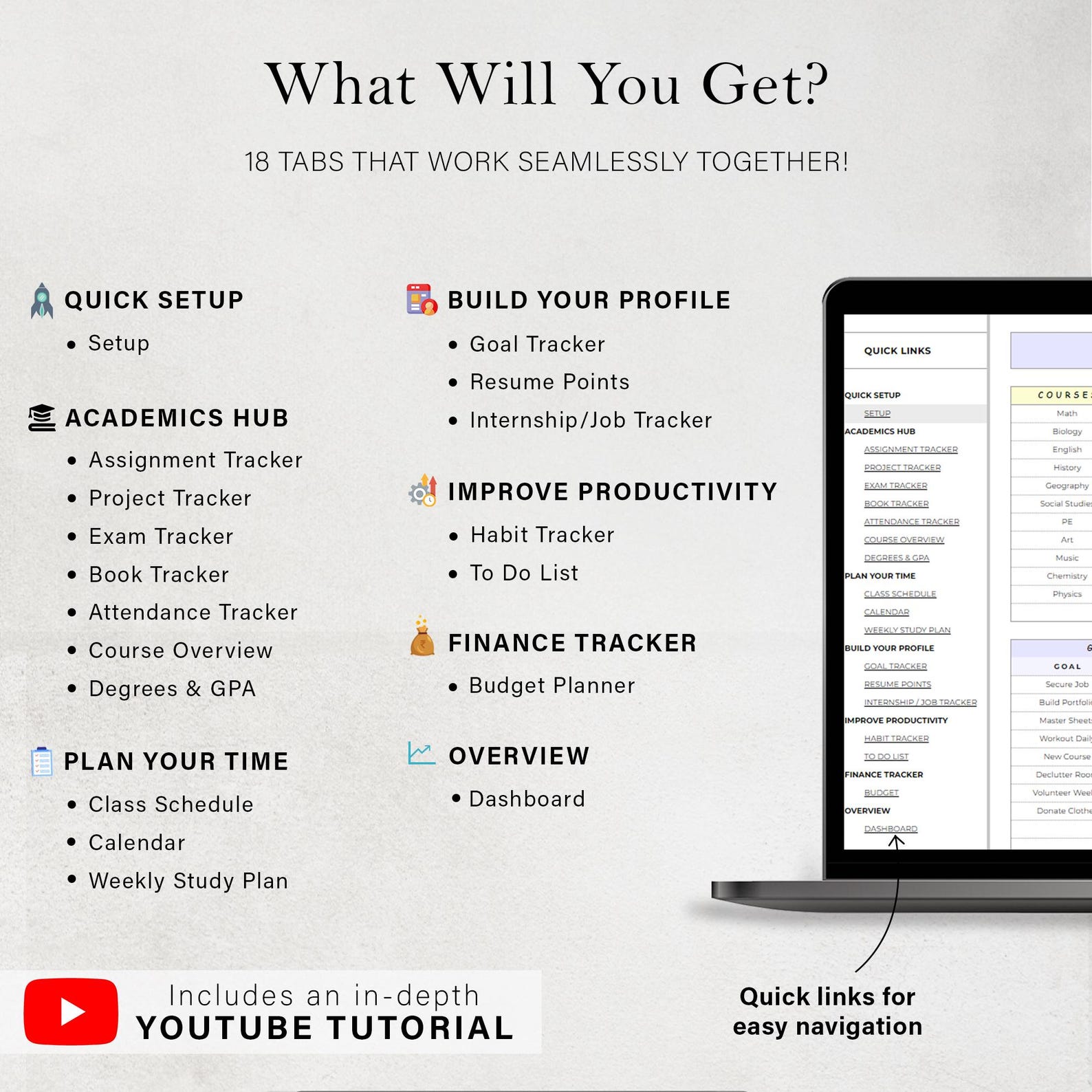 Student Planner Assignment Tracker Academic Study Planner Spreadsheet ...