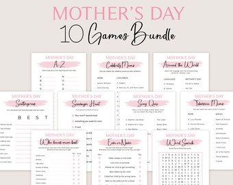 Mothers Day Game Bundle Mothers Day Party Game Mother Day Brunch Ideas Who knows Mom Best Activities for Mom Pink Printable Digital