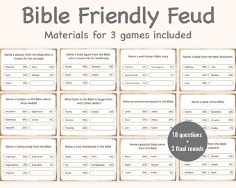 Bible Friendly Feud Quiz Christian Family Feud Game Church Party Survey Guess Youth Group Game Catholic Team Game YBS Night Quiz PRINTABLE