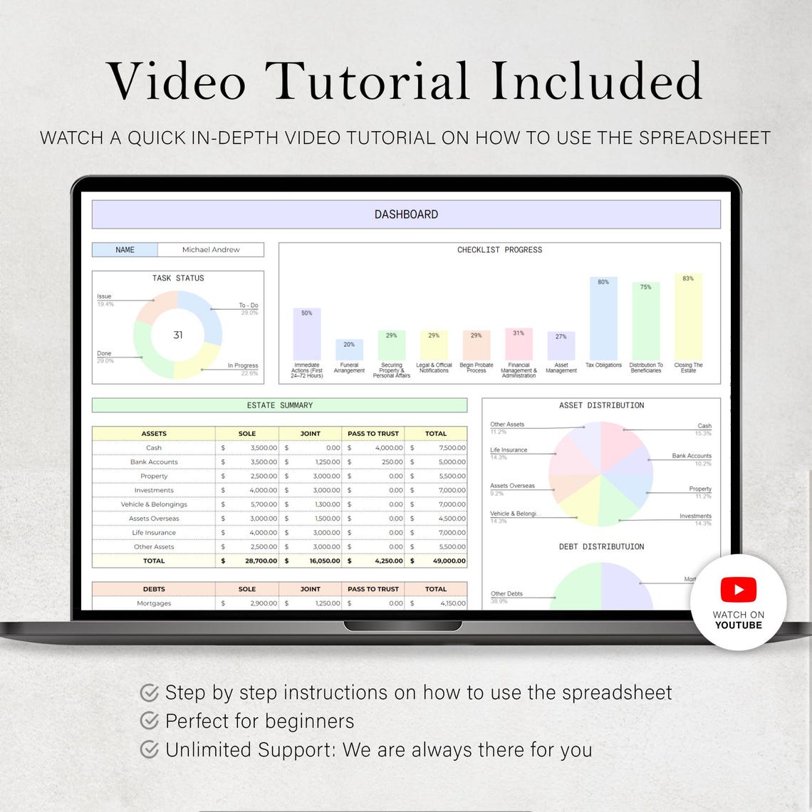 After Death Spreadsheet Executor Checklist Template Estate Accounts ...