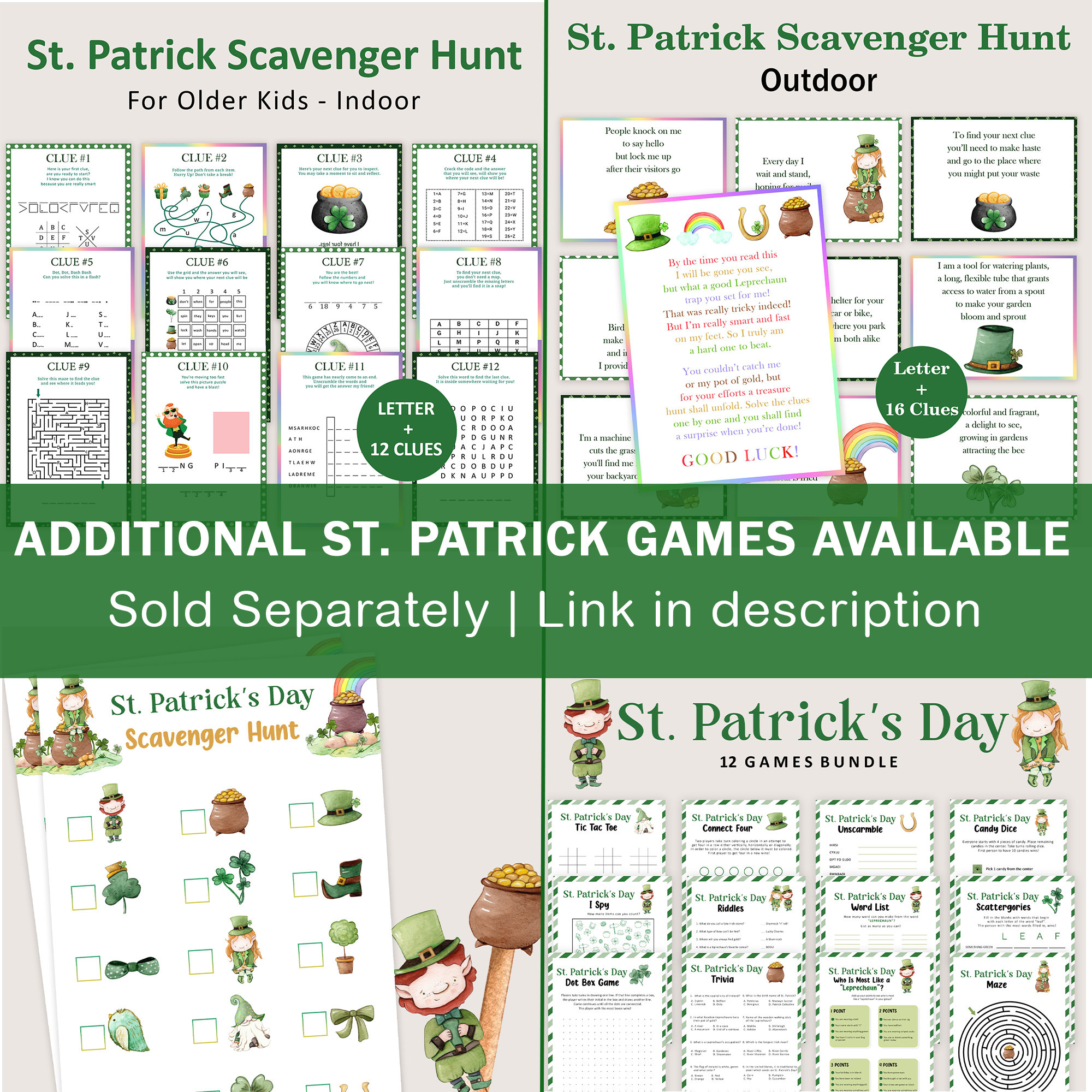 Leprechaun Treasure Hunt for Kids St Patricks Day Scavenger Hunt Indoor ...