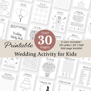 Kids Wedding Activity Pack Wedding Activity Book Coloring Book for Kids Reception Table Activities Booklet Marriage Games PRINTABLE Digital image 1
