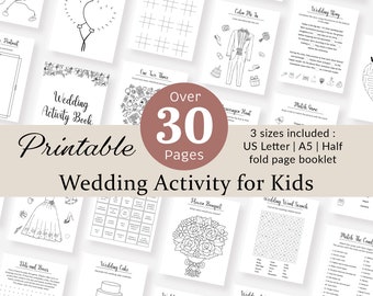 Kids Wedding Activity Pack Wedding Activity Book Kleurboek voor kinderen Receptietafel Activiteitenboekje Huwelijksspellen AFDRUKBAAR Digitaal