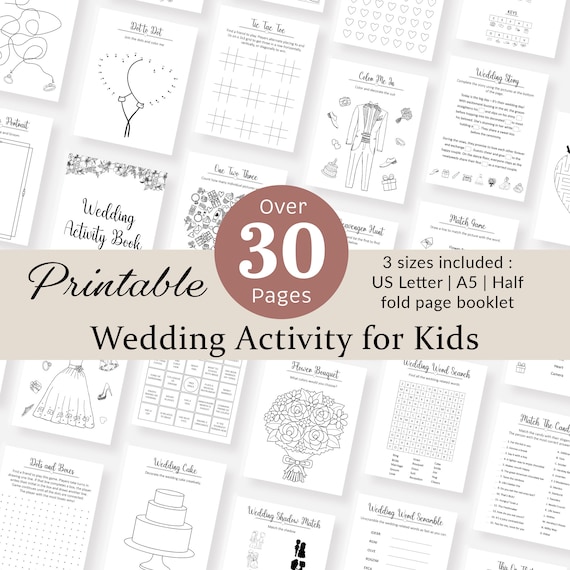 Kids Wedding Activity Pack Wedding Activity Book Coloring Book for Kids Reception Table Activities Booklet Marriage Games PRINTABLE Digital