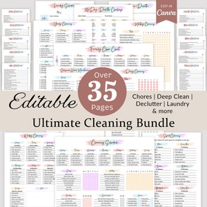 Reinigingsschema ADHD-schoonmaakchecklist Reinigingsplanner Dagelijks Wekelijks Maandelijks Bundel Dieptereinigingsschema Home Declutter Challenge BEWERKBAAR