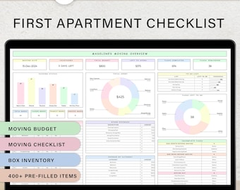 First Apartment Checklist Spreadsheet Moving Checklist Moving Planner Template Packing List  Moving Budget Shopping List House Google Sheets