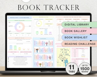 Book Tracker Spreadsheet Reading Tracker Digital Reading Log TBR Journal Template Book Library List Book Lover Planner Review Google Sheets