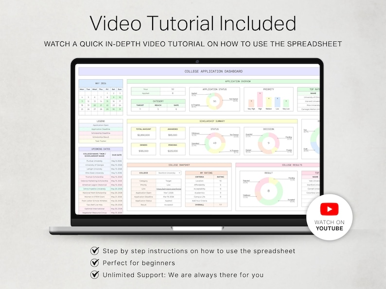 College Application Tracker Spreadsheet College Planning Comparison Template College Scholarship Deadline University Admission Google Sheets image 10