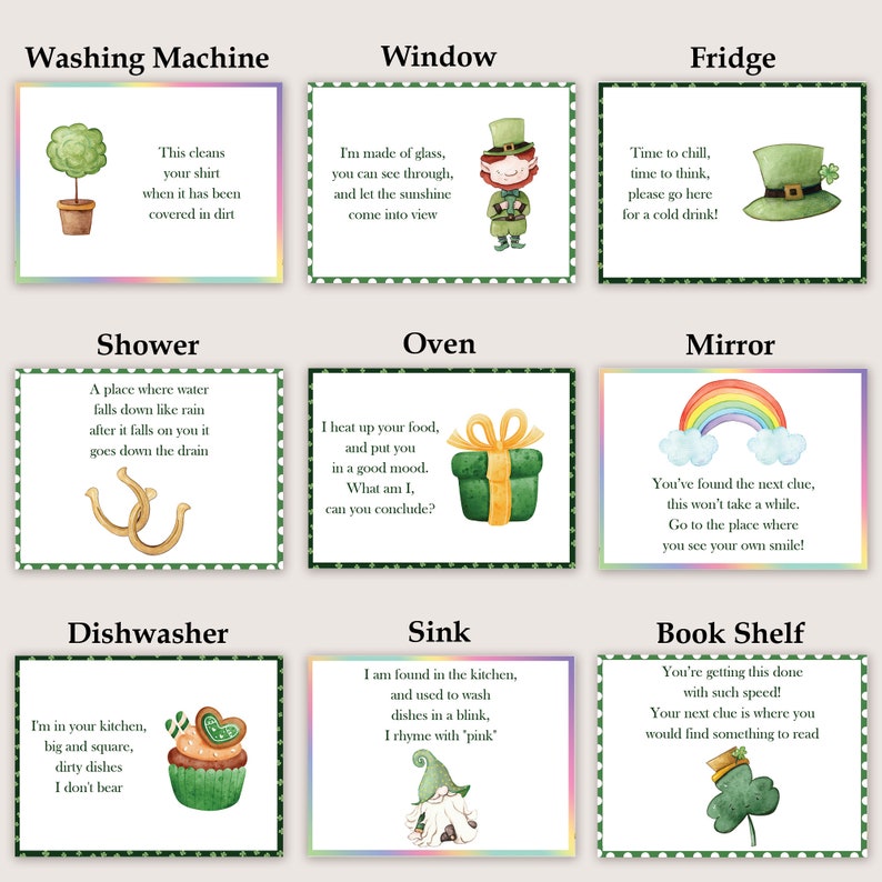 St Patricks Day Scavenger Hunt for Kids Leprechaun Indoor Treasure Hunt ...