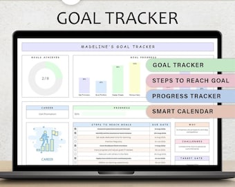 Goal Tracker Spreadsheet New Year's Resolution Goal Setting Template Yearly Goal Tracker Goal Planner Goal Milestones Google Sheets