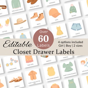 Clothing Dresser Drawer Kids Closet Storage Label Organization Trofast Bin Visual Picture Montessori Bedroom Child Girl Boy Room EDITABLE