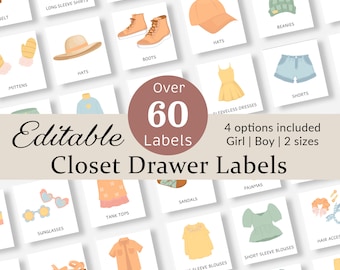Clothing Dresser Drawer Kids Closet Storage Label Organization Trofast Bin Visual Picture Montessori Bedroom Child Girl Boy Room EDITABLE