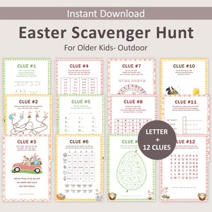 Ostern Schnitzeljagd für ältere Kinder Ostern Eiersuche Hinweise Osterhase Flucht Zimmer Osterkorb Schatzsuche Outdoor Teens Spiel DRUCKBAR