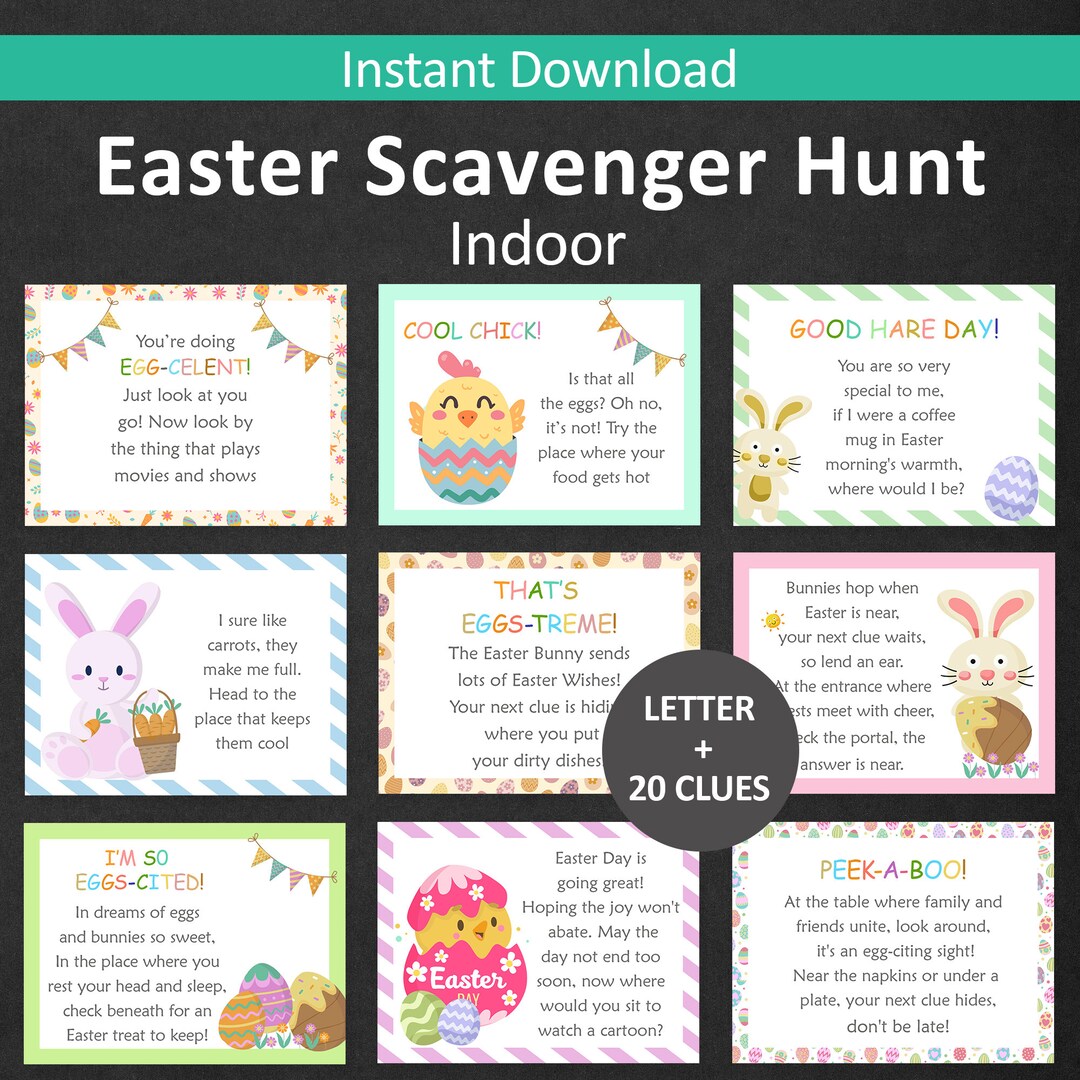 Easter Egg Hunt Treasure Hunt for Kids Easter Scavenger Hunt Indoor ...