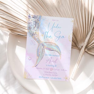 Under The Sea Birthday Invitation Mermaid Birthday Invitation Mermaid Invitation Splish Splash Party Invite Girl Theme EDITABLE Digital M02