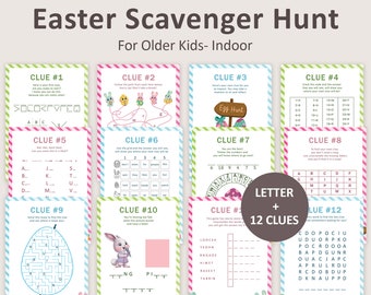 Easter Scavenger Hunt for Teens Easter Egg Hunt Clues Indoor Easter Bunny Treasure Hunt for Older Kids Easter Basket Escape Room PRINTABLE