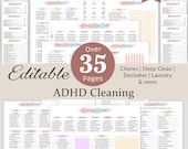 Cleaning Planner Bundle Daily Weekly Monthly Cleaning Checklist Deep Cleaning Home Schedule Declutter Challenge Chart Family EDITABLE