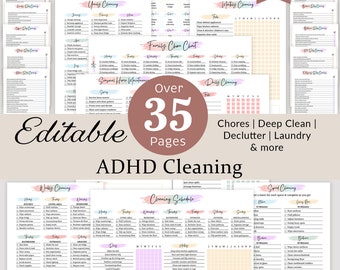ADHD Cleaning Planner Bundle Daily Weekly Monthly Cleaning Checklists ...