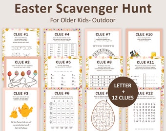 Pasen speurtocht voor tieners Paaseieren zoeken aanwijzingen Paashaas Escape Room Easter Basket Outdoor Treasure Hunt Preteen Puzzels AFDRUKBAAR