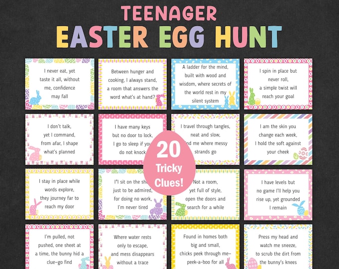 Teens Easter Scavenger Hunt Tricky Clues Teenager Easter Egg Hunt Tween ...