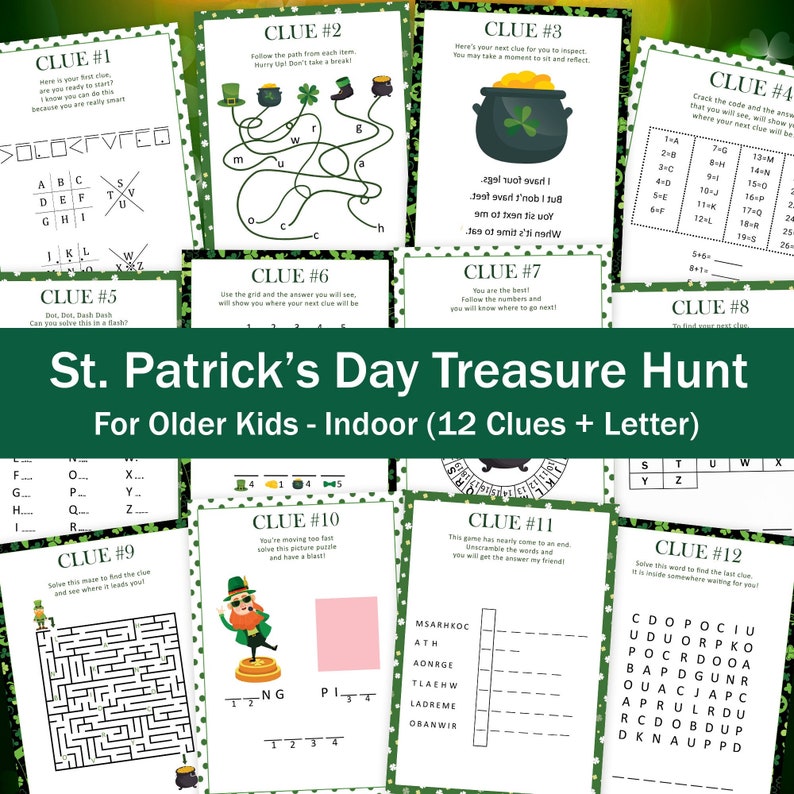 Leprechaun Treasure Hunt for Kids St Patricks Day Scavenger Hunt Indoor ...