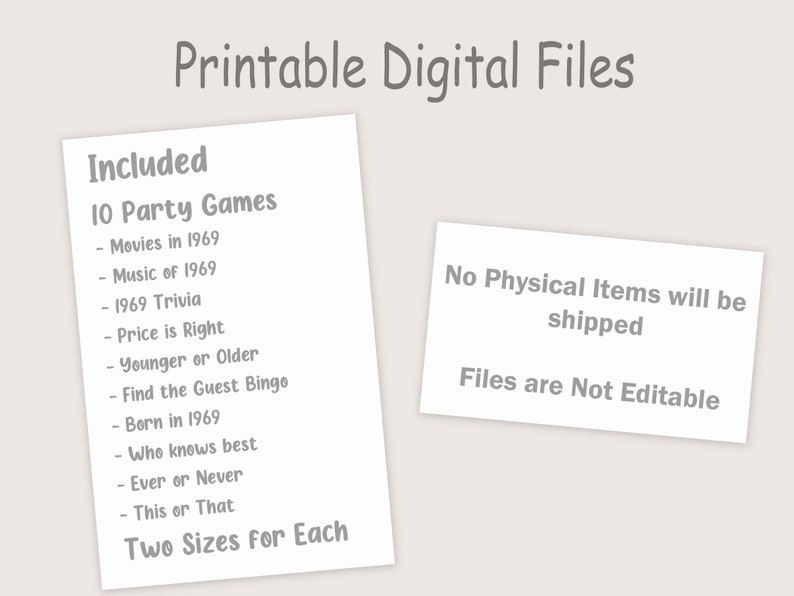 57th Birthday Games Bundle 57th Birthday Party Games 1969 Trivia Born ...