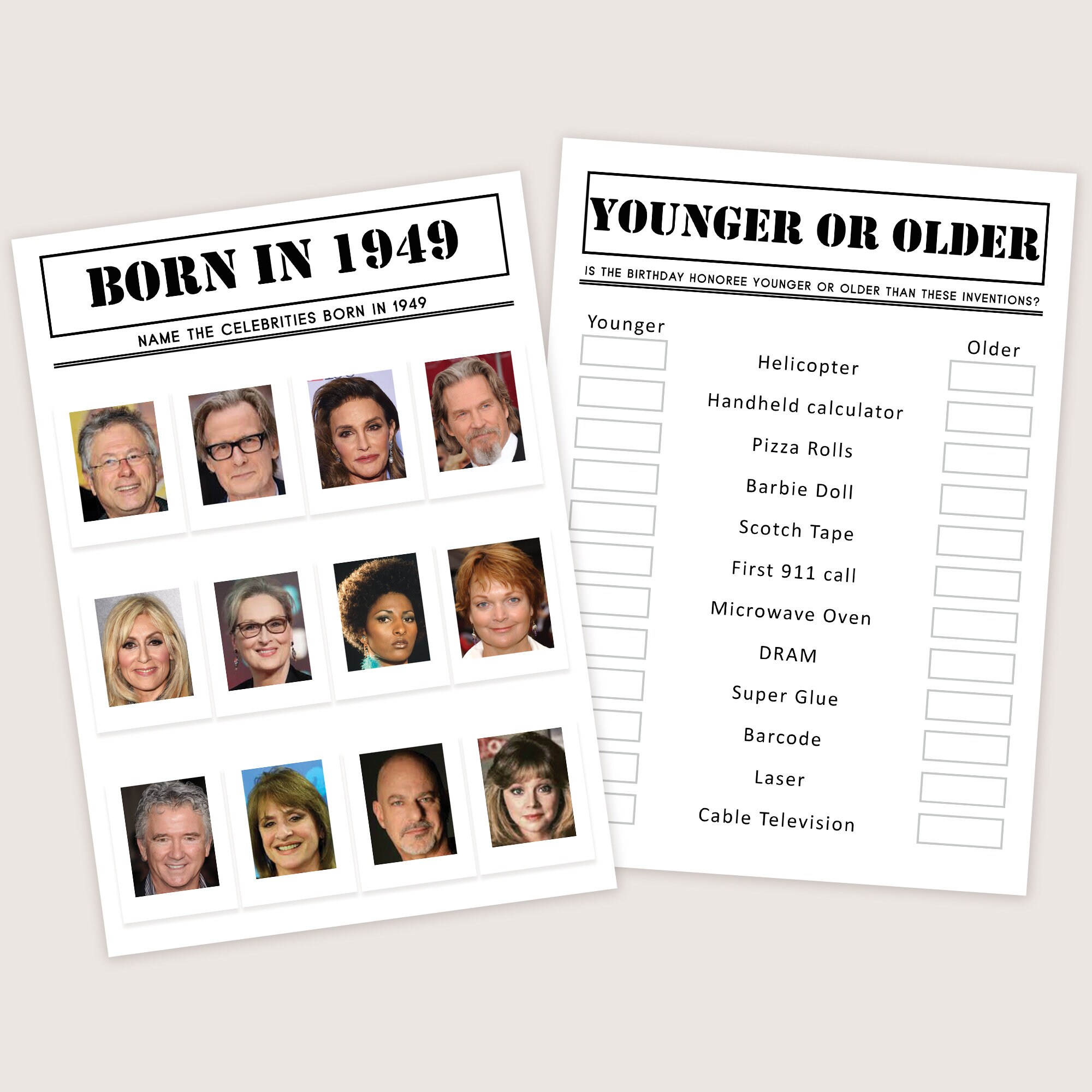 75th Birthday Games Bundle 75th Birthday Party Games 1949 - Etsy