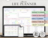 Life Planner Spreadsheet Budget Tracker Template Task To Do List Habit Productivity Goal Daily Planner Digital Calendar Google Sheets