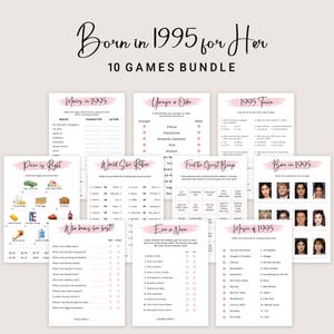 30th Birthday Games for Women 30 Birthday Party Games for Her Born in 1995 Game 1995 Trivia Quiz Activity Bundle Instant Digital PRINTABLE