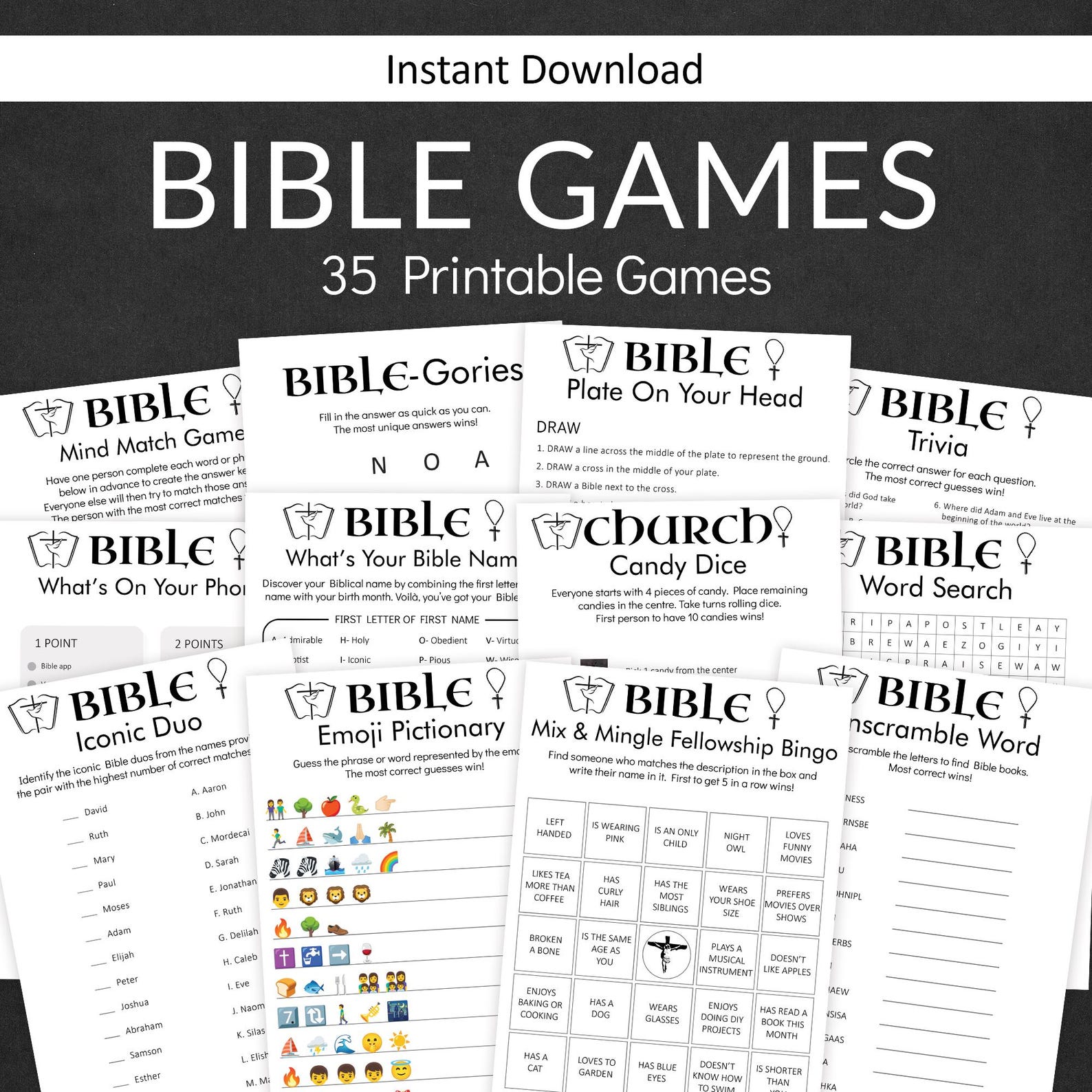 Bible Games Church Game for Adults Christian Youth Group Quiz Bible ...