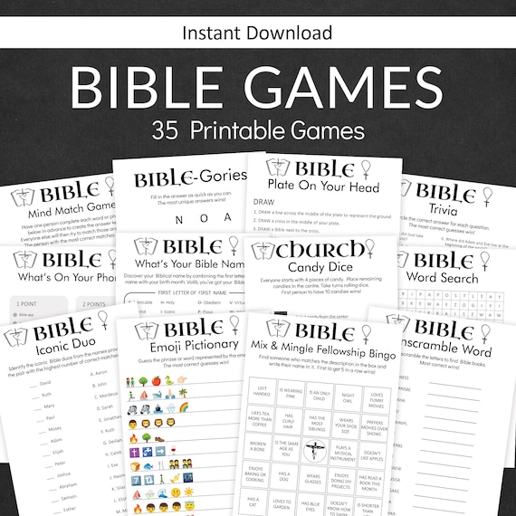 Bible Games Church Game for Adults Christian Youth Group Quiz Bible Party Activities Sunday School Trivia Women Ministry Ideas PRINTABLE