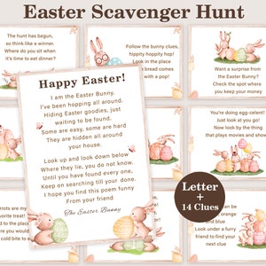 Easter Scavenger Hunt Easter Treasure Hunt Easter Egg Indoor Activity for Kids Easter Bunny Riddles Gift Hunt Clue PRINTABLE Instant Digital