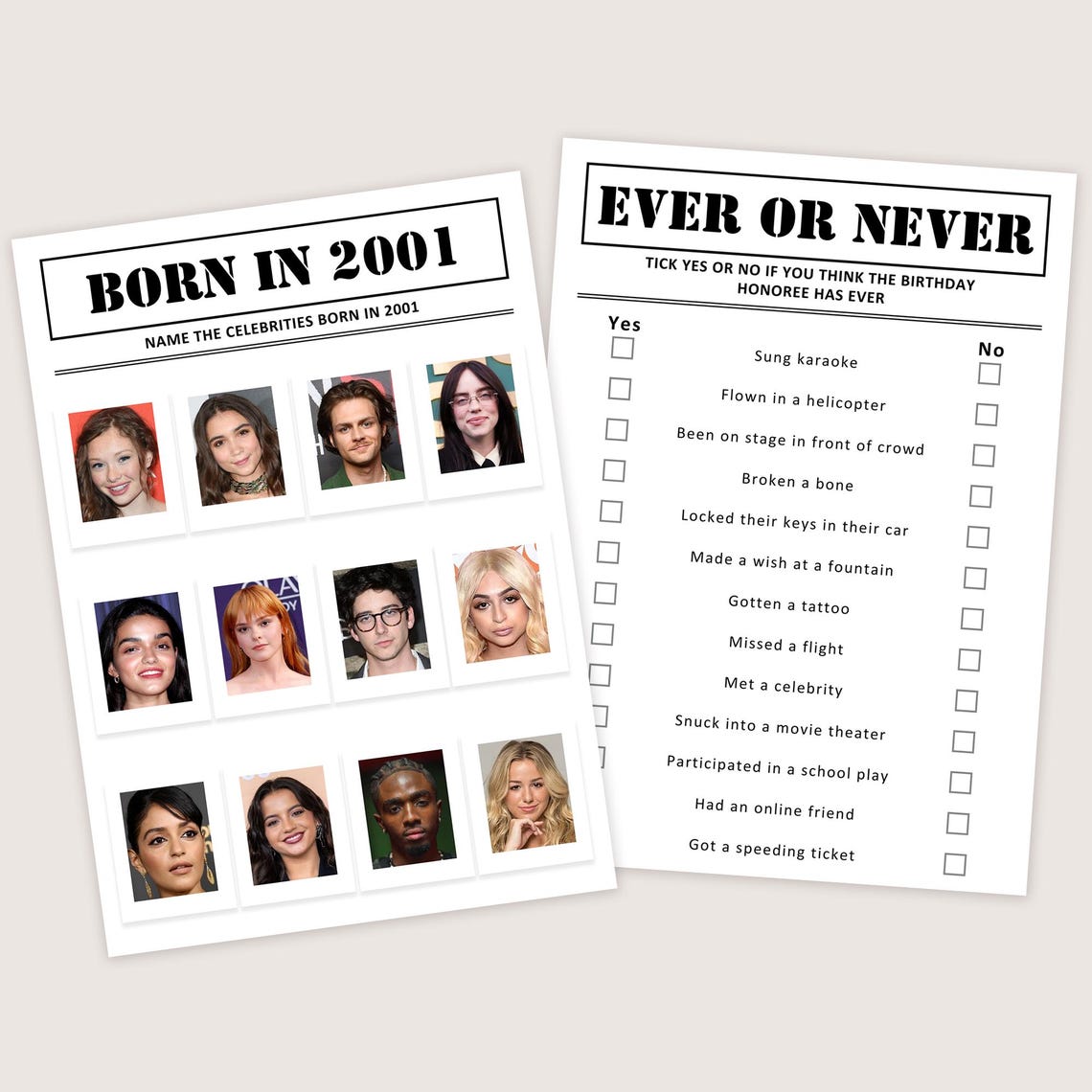 25th Birthday Games Bundle 25th Birthday Party Games 2001 Trivia Born ...