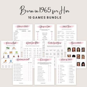60th Birthday Games for Women 60 Birthday Party Games for Her Born in 1965 Game 1965 Trivia Quiz Activity Bundle Instant Digital PRINTABLE