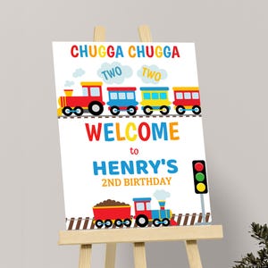 Pociąg Witamy Znak Choo Choo Urodziny Znak Chugga Dwa Dwa Witamy Plakat Chłopiec 2 Urodziny Dekoracja Imprezy Dekoracje Pociągu EDYTOWALNY Cyfrowy T04