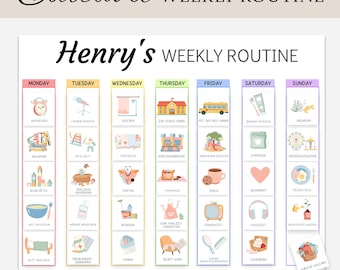 Weekly Calendar Toddler Weekly Planner Kids Routine Chart Cards Visual Responsibility Schedule Chore Chart Weekly Rhythm Pictures EDITABLE
